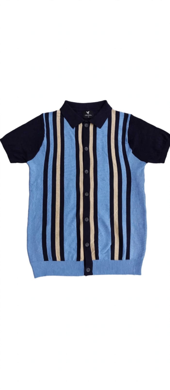 Men’s Premium Old Money Full-Button Knit Shirt – Striped Edition