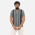 Men’s Premium Old Money Buttonless Knit Polo Shirt – Slate Grey