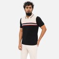 Men’s Premium Old Money Buttonless Knit Polo – Black Ivory Stripe