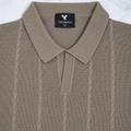 Men’s Premium Old Money Cable Knit Polo Shirt – Forest Green