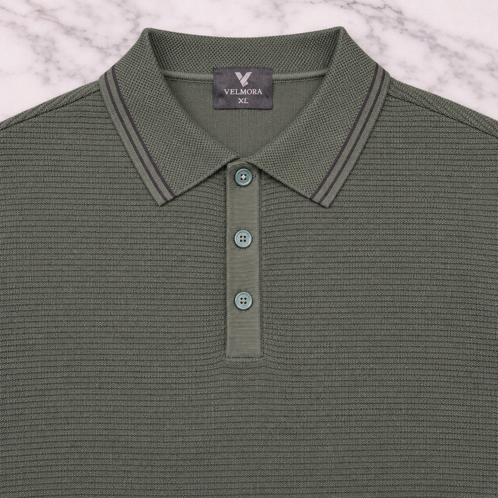 Men’s Premium Old Money Knit Polo Shirt – Stone Taupe