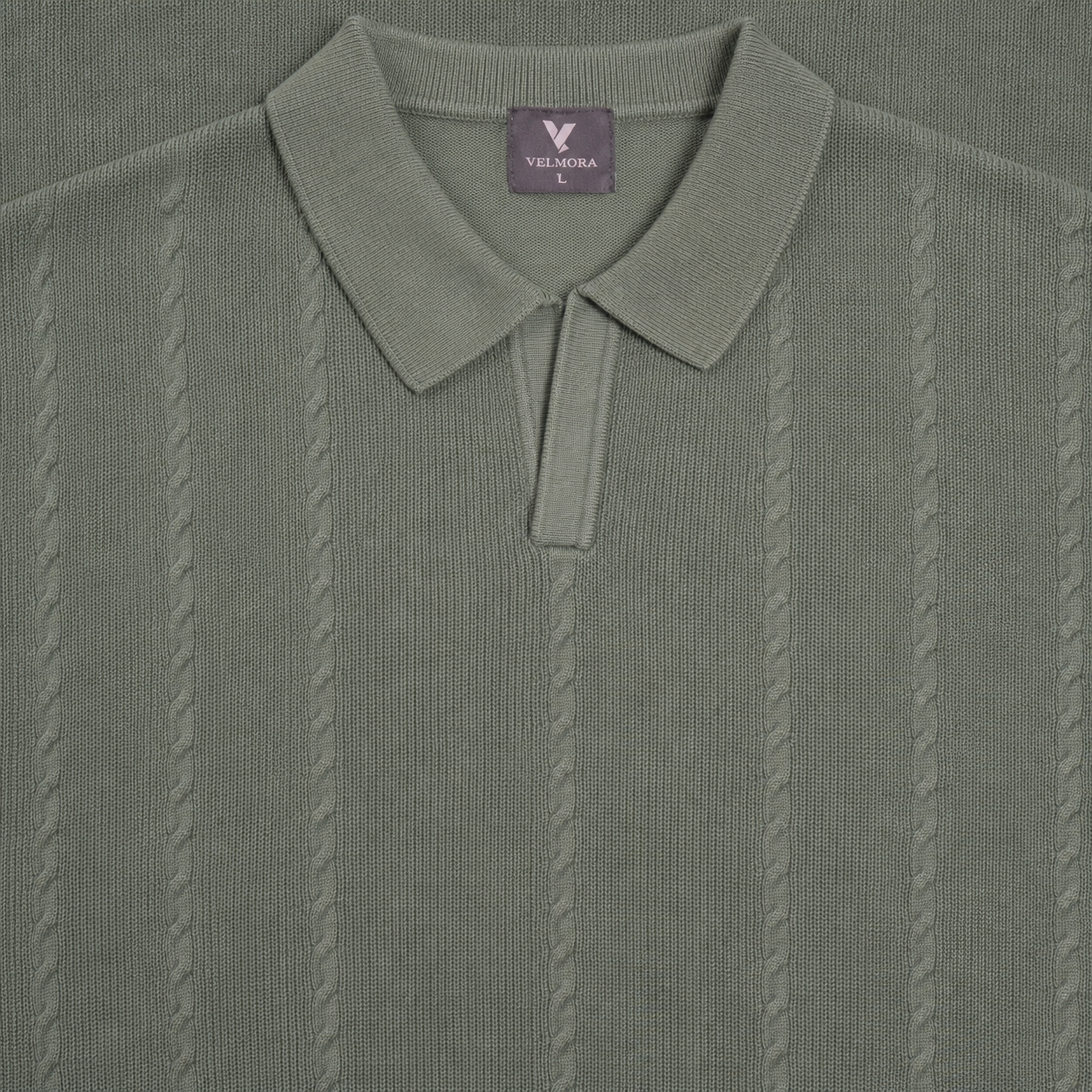 Men’s Premium Old Money Cable Knit Polo Shirt – Mocha Taupe