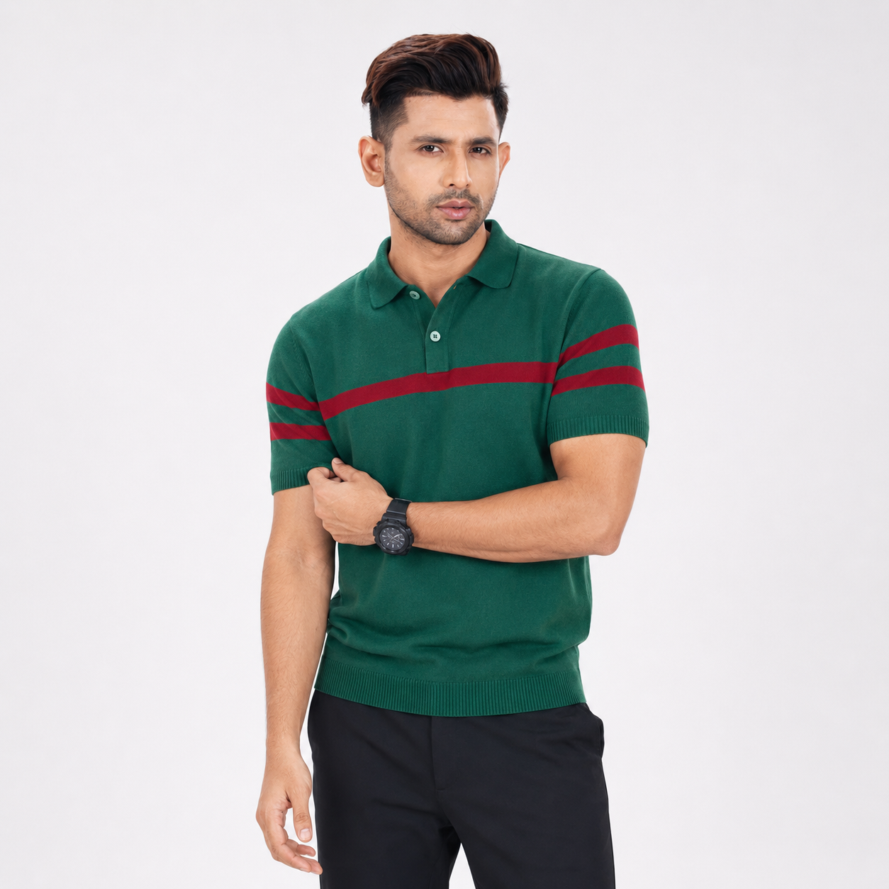 Men’s Premium Old Money Knit Polo Shirt - Forest Green