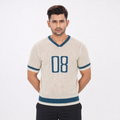 Men’s Premium Old Money V-Neck Knit Polo Shirt - Pearl Beige 08