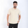 Men’s Premium Old Money Knit Polo Shirt - Ivory Cream