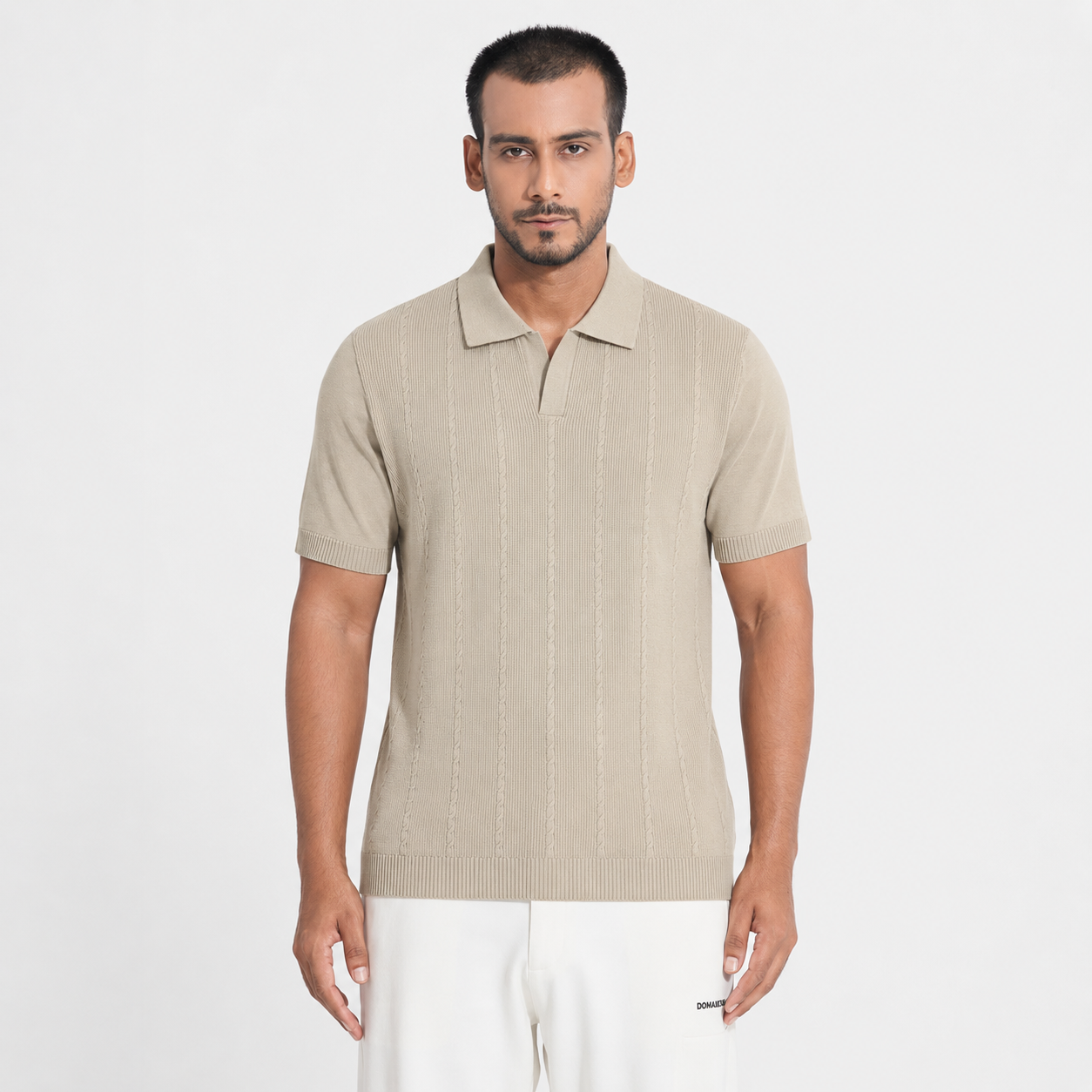 Men’s Premium Old Money Knit Polo Shirt - Sand Beige