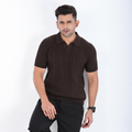 Men’s Premium Old Money Knit Polo Shirt - Espresso Brown