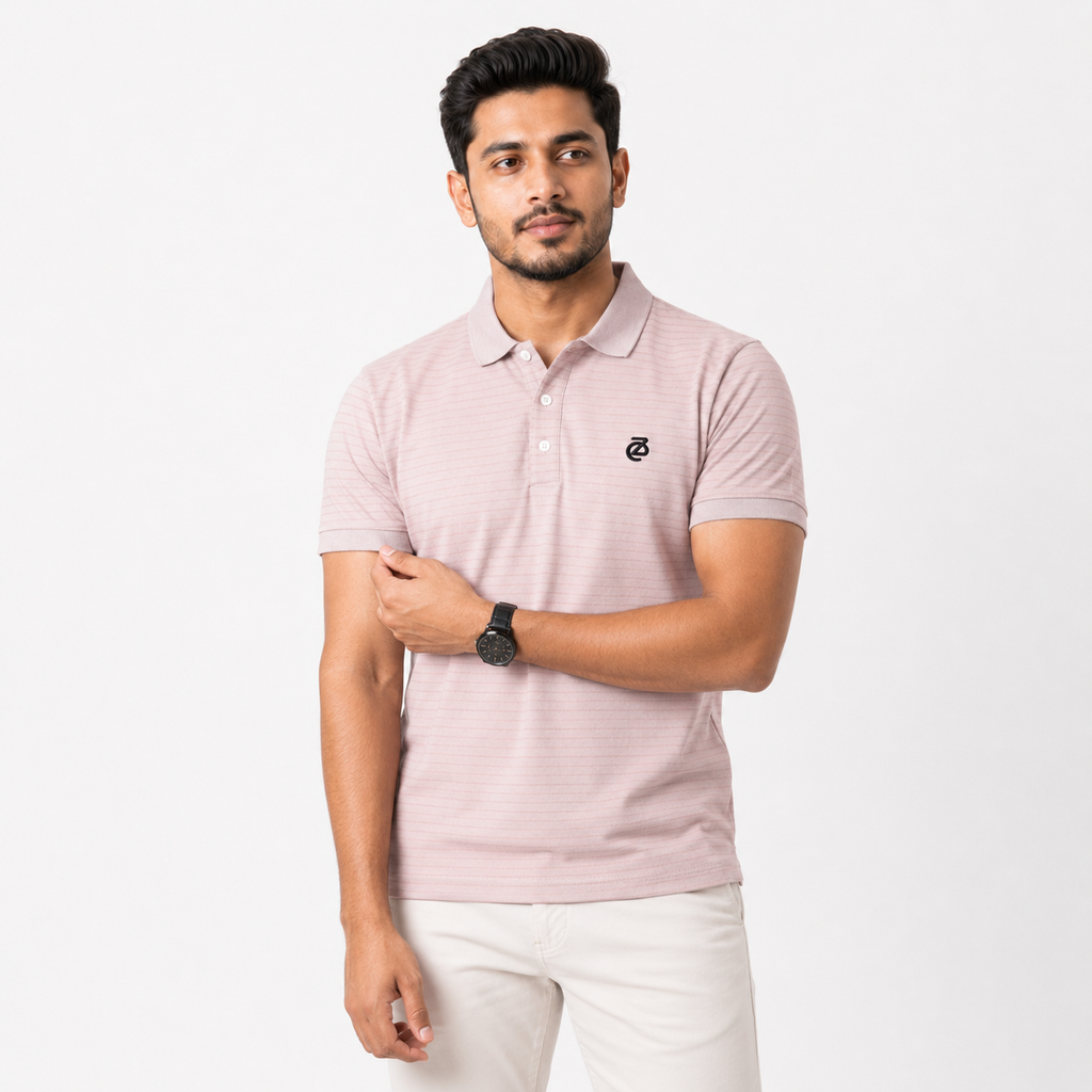Men’s Premium Pique Cotton Polo Shirt - Blush Sand