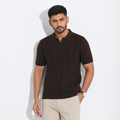 Men’s Premium Old Money Knit Polo Shirt - Espresso Brown