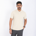 Men’s Premium Old Money Knit Polo Shirt - Ivory Cream