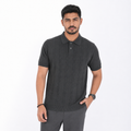Men’s Premium Old Money Knit Polo Shirt – Charcoal Grey