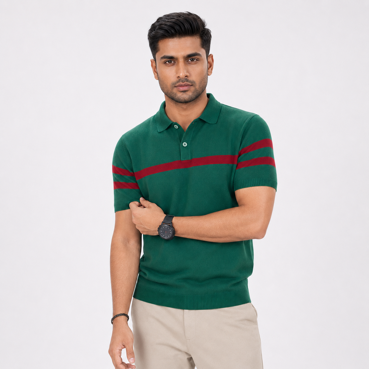 Men’s Premium Old Money Knit Polo Shirt - Forest Green