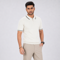 Men’s Premium Old Money Zip Knit Polo - Pearl White