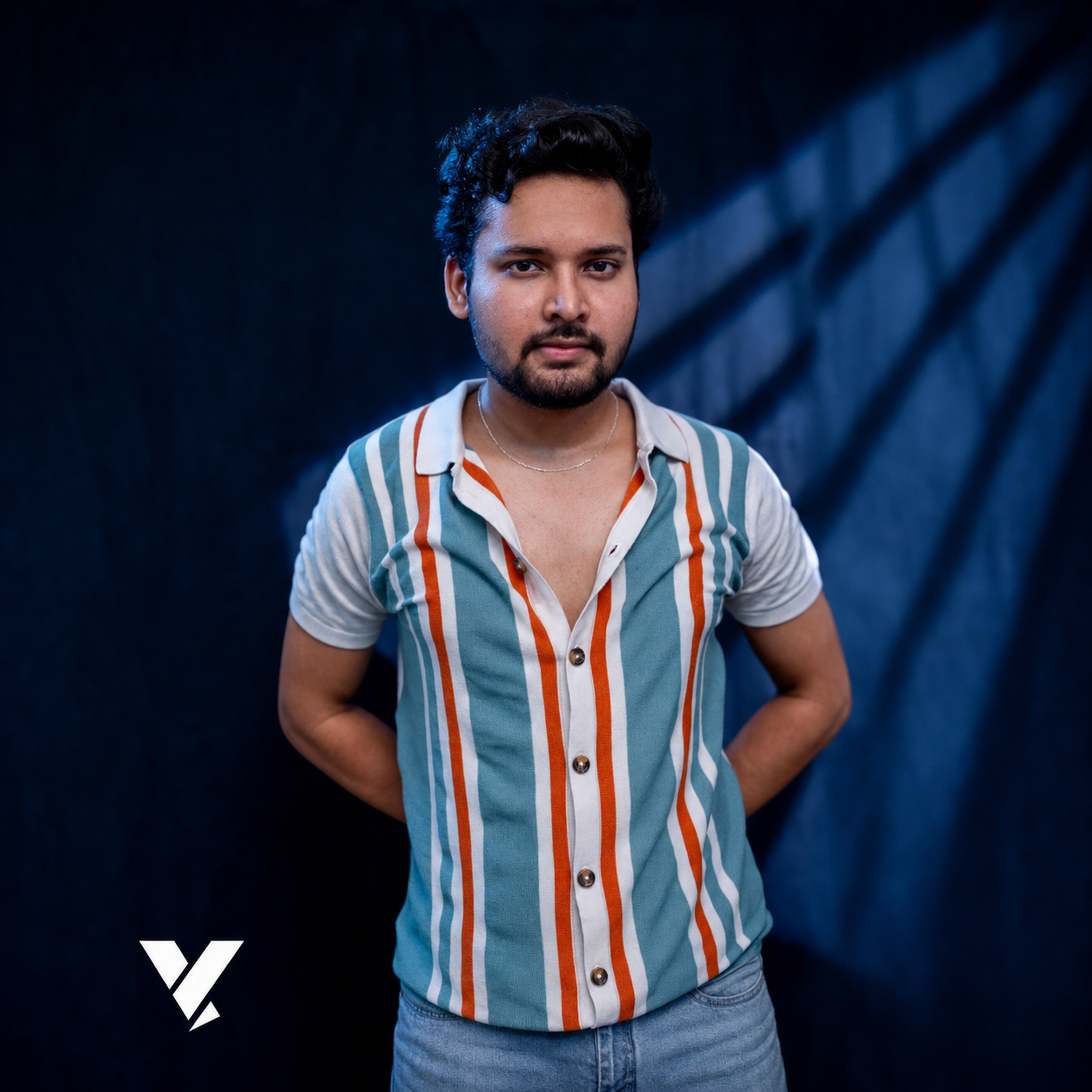 Men’s Premium Old Money Full-Button Knit Shirt – Striped Edition