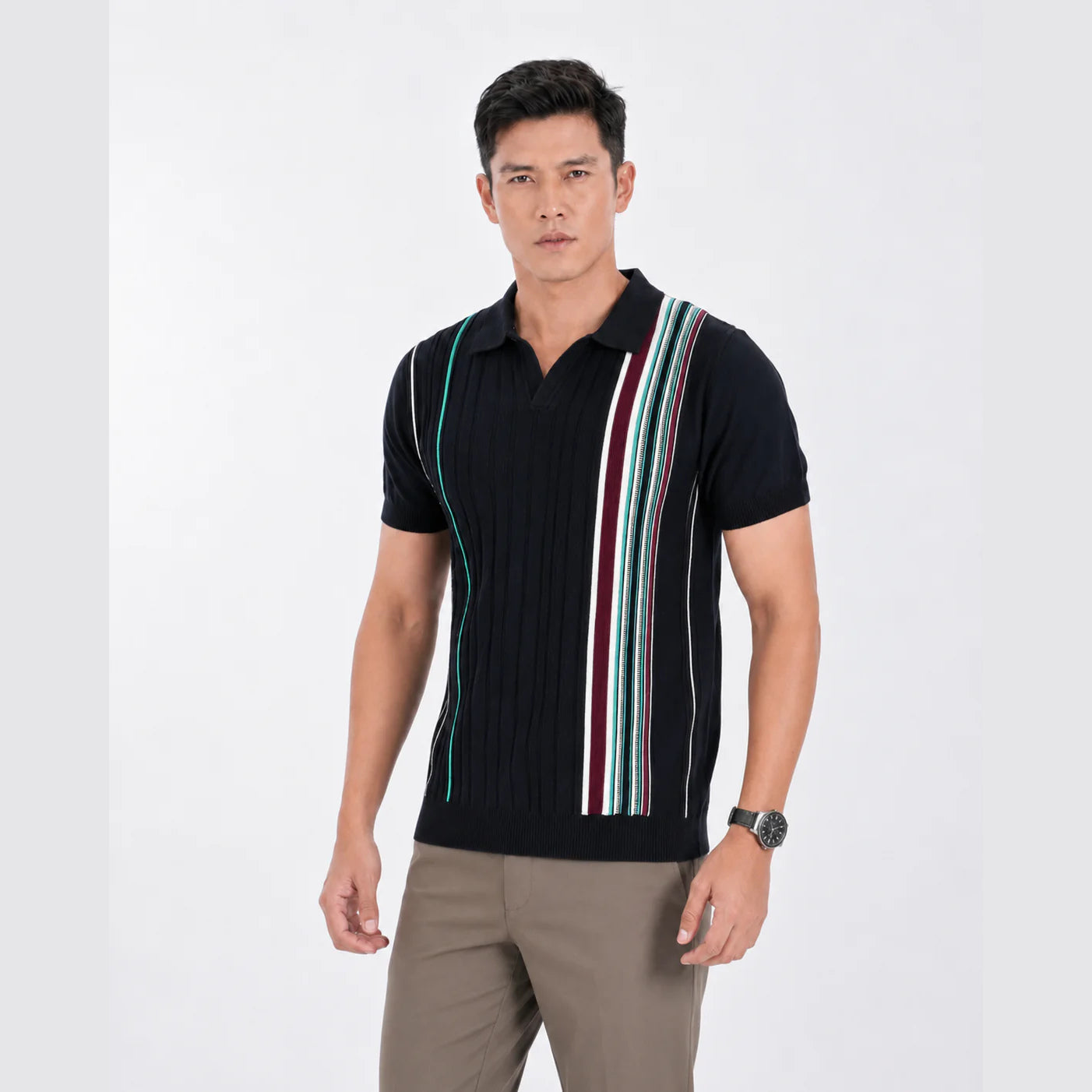 Men’s Premium Old Money Knit Polo Shirt - Classic Black