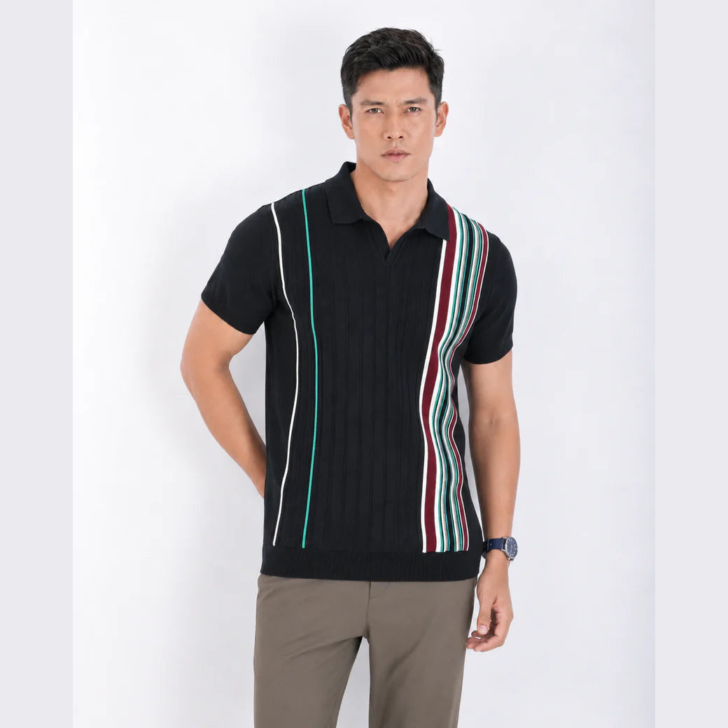 Men’s Premium Old Money Knit Polo Shirt - Classic Black