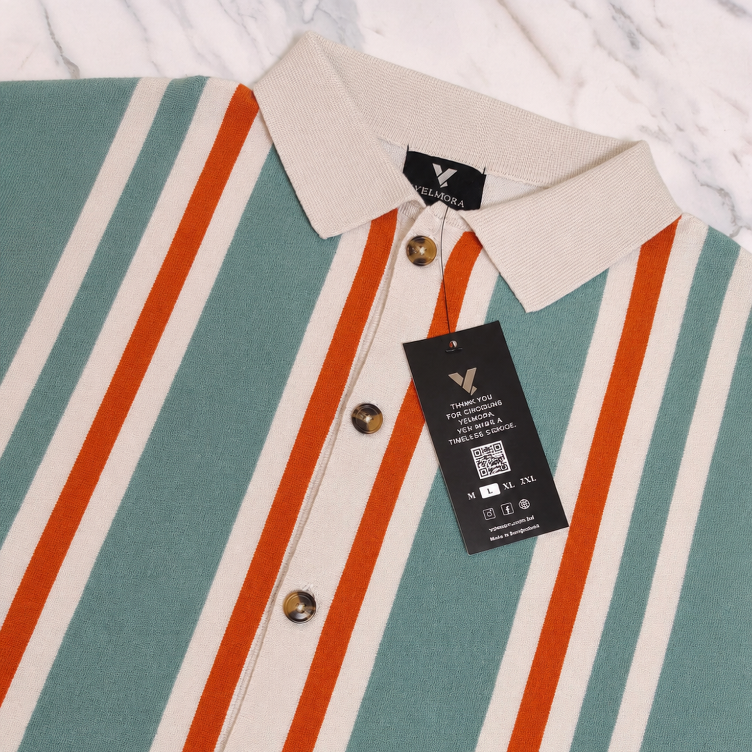 Men’s Premium Old Money Full-Button Knit Shirt – Striped Edition