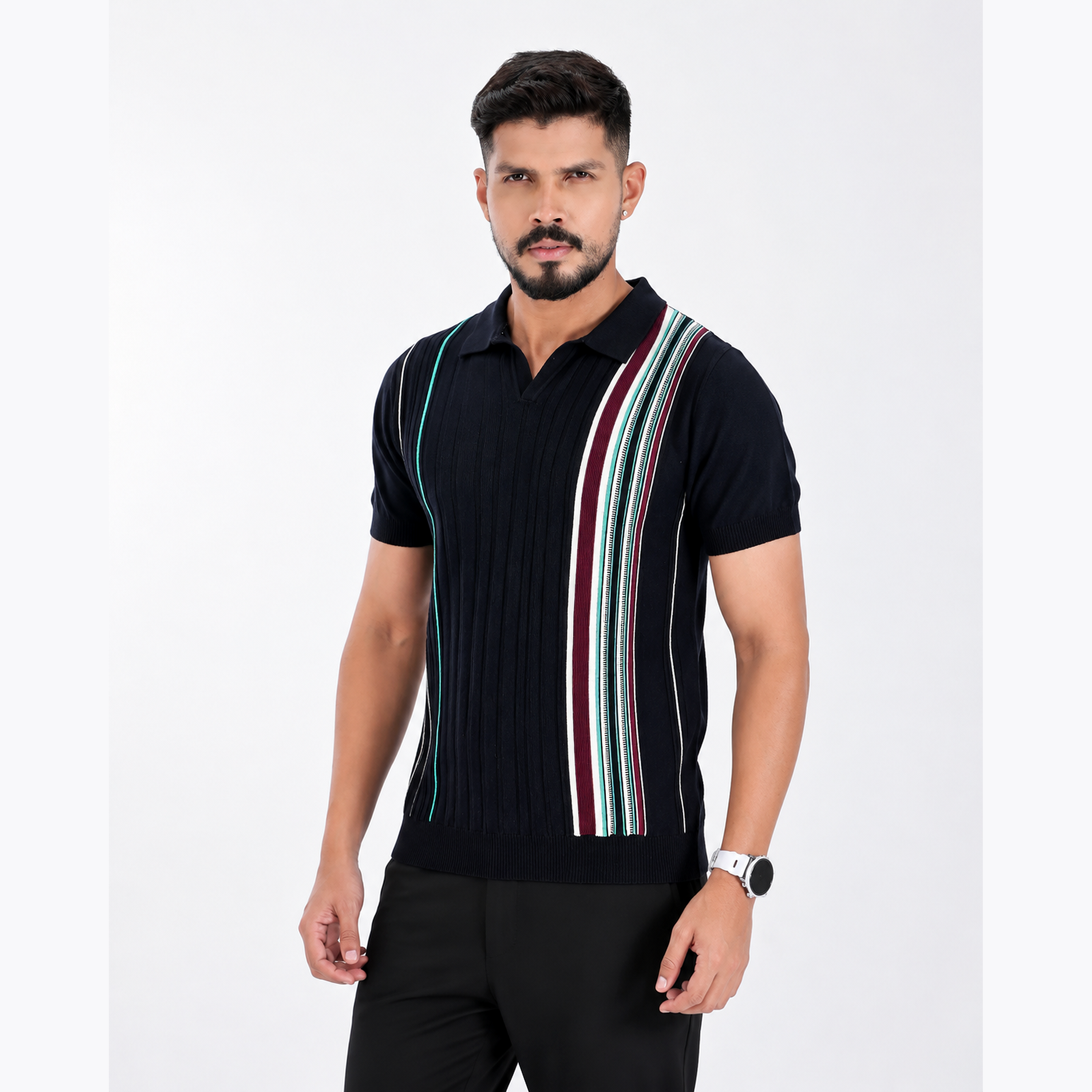 Men’s Premium Old Money Knit Polo Shirt - Classic Black